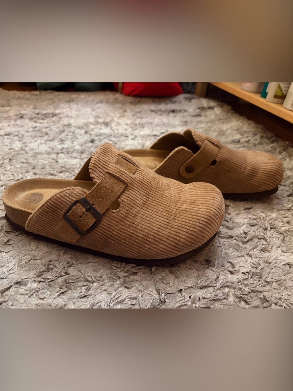 Cushionaire women’s 7.5 Corduroy Clog in Light Brown - Comfort Mule